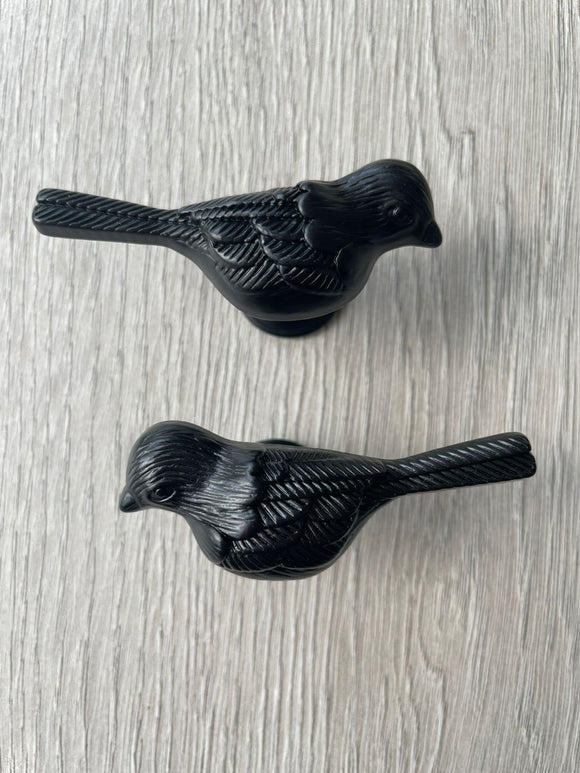 Pair Of Bird Knobs - Black