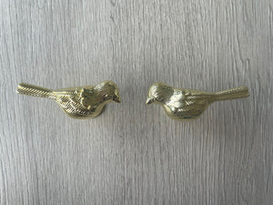Pair Of Bird Knobs - Gold