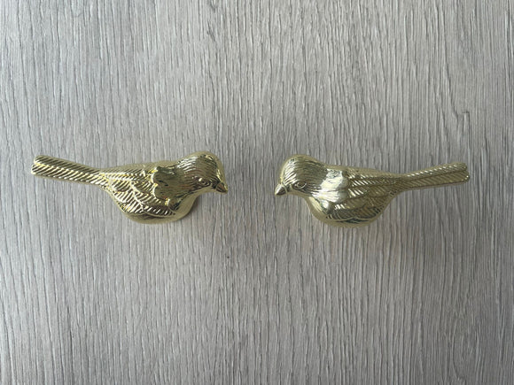 Pair Of Bird Knobs - Gold