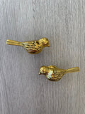 Pair Of Bird Knobs - Old Gold