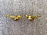 Pair Of Bird Knobs - Old Gold