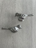 Pair Of Bird Knobs - Silver