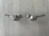 Pair Of Bird Knobs - Silver