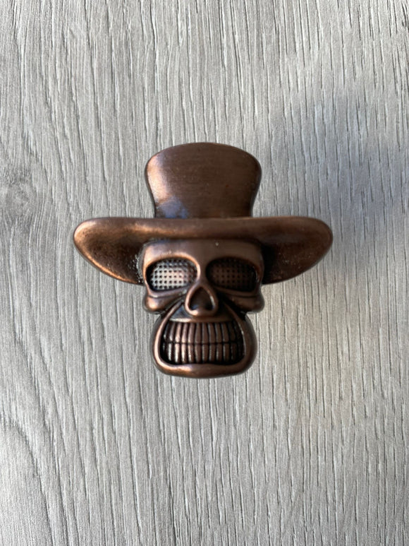 The Hatted Skull Knob - Copper