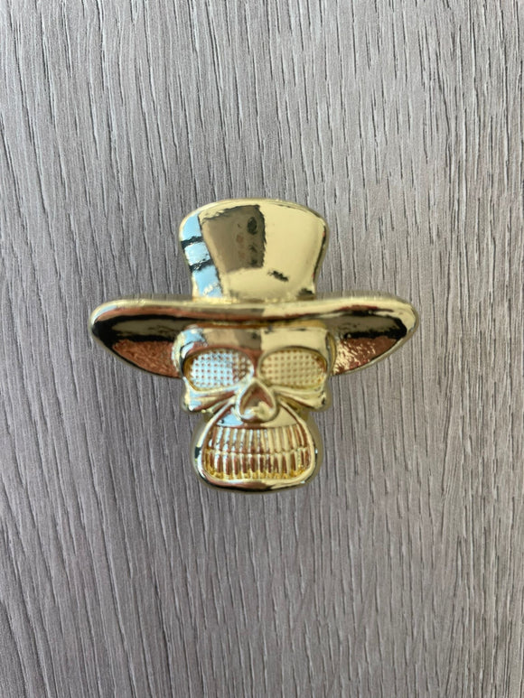 The Hatted Skull Knob - Gold