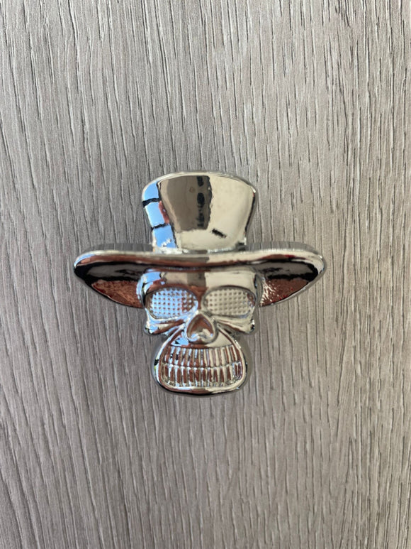The Hatted Skull Knob - Silver