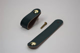 Leather Drawer Pull/Handle/Knob - Dark Green