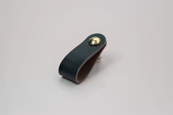 Leather Drawer Pull/Handle/Knob - Dark Green