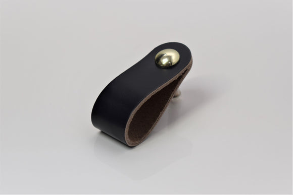 Leather Drawer Pull/Handle/Knob - Black